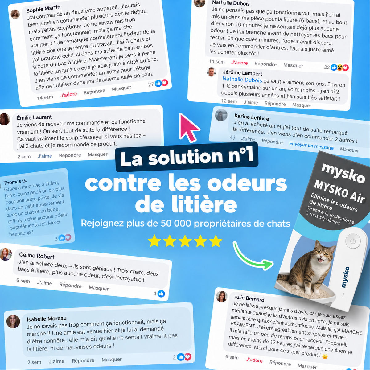 MYSKO Air – Appareil anti-odeurs pour litière de chat